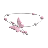 Pearl Necklace With Glitter Butterfly in Pink