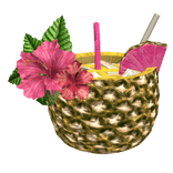 Pineapple Tropical Drink w/ Hibiscus Flowers