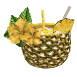 Pineapple Tropical Drink w/ Hibiscus Flowers