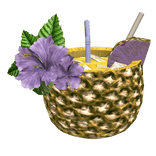 Pineapple Tropical Drink w/ Hibiscus Flowers