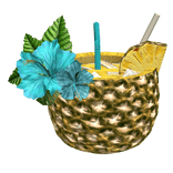 Pineapple Tropical Drink w/ Hibiscus Flowers