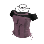 Y2K Goth Cross Off Shoulder Top w/ Chain (Pink)