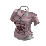 Off Shoulder Graphic Top (Pink)