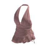 Pinstripe Ruched Halter Top (Pink)