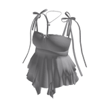 Peplum Top with Bow Straps (Gray)
