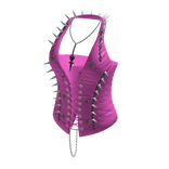 Spiked Lace Up Halter Corset (Pink)