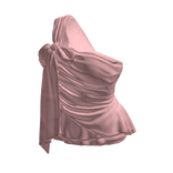 Draped Top with Bow and Ruffle Hem (Pink)