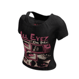 Pink Alt Printed Grunge Black Off Shoulder Shirt