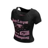 Pink Alt Printed Grunge Black Off Shoulder Shirt