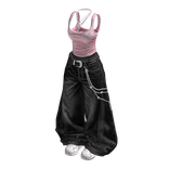 Pink Baggy Vintage Streetwear Girl Outfit / 04
