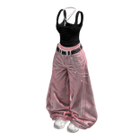 Pink Baggy Vintage Streetwear Girl Outfit / 04
