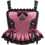Pink Black Lace Corset Top