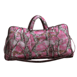 Pink Camo Leather Handheld Duffel Bag