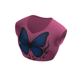 🔥✅Pink Crop top✅🔥 Blue Butterfly