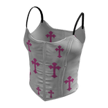 Pink Crosses Y2K Crop Top