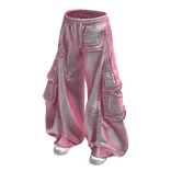 Pink Denim Cargo Sweats