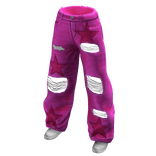 Pink Distressed Baggy Stars Jeans