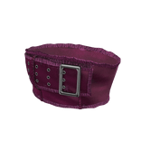 pink distressed denim belt crop top