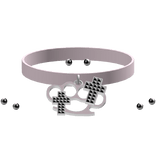 pink emo brass knuckle choker w/ piercings 