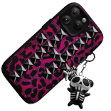 pink emo leopard phone w/ charms