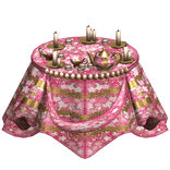 Pink Floral Rococo Victorian Tea Table Top Skirt