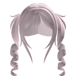 pink fluffy curly pigtails with natural bangs