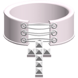 pink gothic emo lace-up studded cross choker 3.0