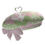 Pink green igari floral cottage mori kei beret