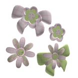 Pink green igari floral cottage mori kei hairclips