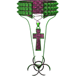 Pink Green Zebra Cyber 2000s Scene Cross Necklace