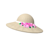 Pink Hibiscus Embellished Brim Sun Hat