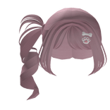 pink kawaii side pigtail with cute paw hairclip