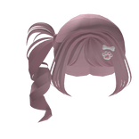 pink kawaii side pigtail with cute paw hairclip