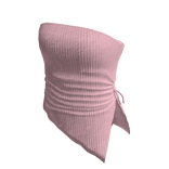 Pink Knitted Ribbed Strapless Top