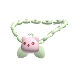 Pink Leafy Kawaii Strawberry Kitten Necklace