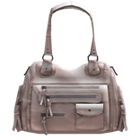 Pink Leather Chic Y2K City Moto Shoulder Bag