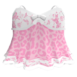 Pink Leopard Baby Doll White Lace Bow Short Dress