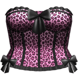 Pink Leopard Print Corset Y2K Bow 2000s Scene 