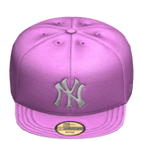 Pink NY Fitted Cap | Tilted