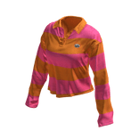 Pink Orange Baggy Long Sleeve Striped Polo 🫐