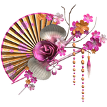 Pink Orange Gyaru Floral Traditional Chinese Fan
