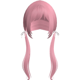 Pink Pigtails Bows Long W Bangs