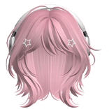 Pink Short Wolf Cut Hair with Headphones