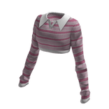 Pink Striped Collar Rib Crop Top