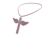 pink studded angel cross necklace 3.0