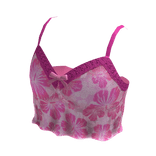 Pink Summer Hibiscus Lace Tank Top