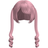 Pink Twin Swirly Curls W Bangs