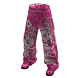 Pink White Denim Tear Baggy Pants