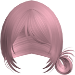 Pink Wispy Messy Side Bun W Bangs