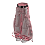 Pink Y2K Baggy Cargo Denim
